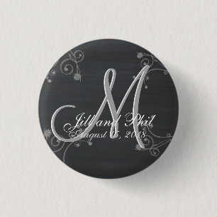 Rustisch Chalkboard 3d Monogram Ronde Button 3,2 Cm