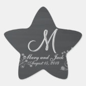 Rustisch Chalkboard 3d Monogram Ster Sticker (Voorkant)