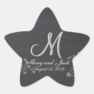 Rustisch Chalkboard 3d Monogram Ster Sticker