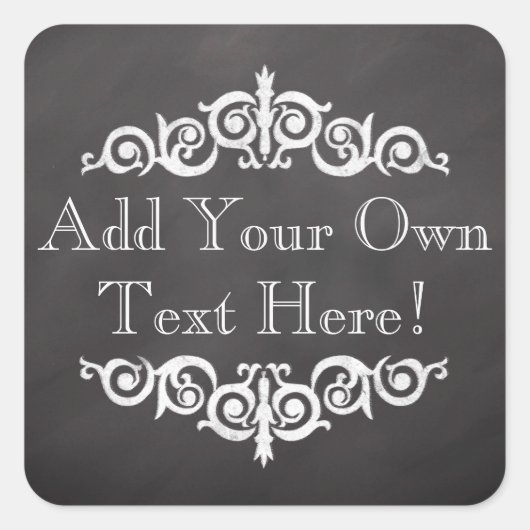 Rustisch Chalkboard, aangepast Vierkante Sticker (Voorkant)