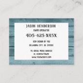 Rustisch Chalkboard Blue Wood Chicken Boerderij Visitekaartje (Achterkant)