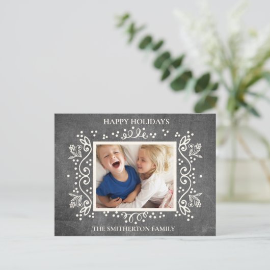 Rustisch  Chalkboard Foto Prettige feestdagen (Staand voorkant)