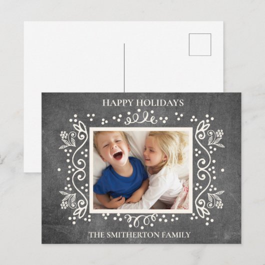 Rustisch  Chalkboard Foto Prettige feestdagen (Voorkant / Achterkant)