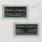 Rustisch  Chalkboard Geplakt Aqua op Damask Visitekaartje (Voorkant / Achterkant)