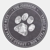 Rustisch Chalkboard Paw Print Return Address Label (Voorkant)