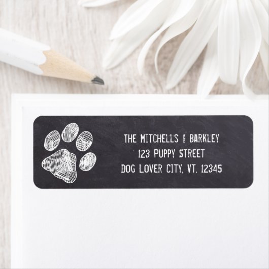 Rustisch Chalkboard Paw Print Return Address Label (Insitu)
