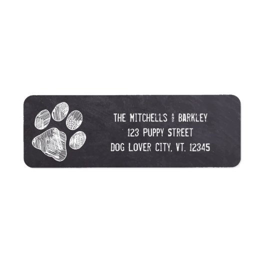 Rustisch Chalkboard Paw Print Return Address Label (Voorkant)