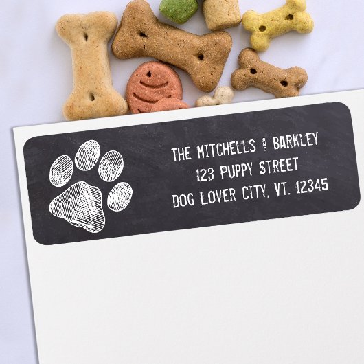 Rustisch Chalkboard Paw Print Return Address Label