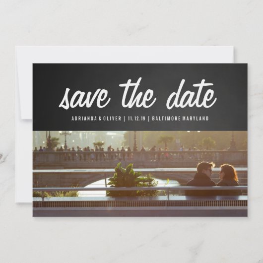 Rustisch Chalkboard slaat de datum op | Paar foto Save The Date (Voorkant)