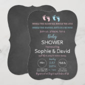 Rustisch Chalkboard Twins Baby shower Kaart (Voorkant / Achterkant)