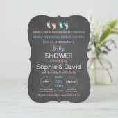 Rustisch Chalkboard Twins Baby shower Kaart (Staand voorkant)