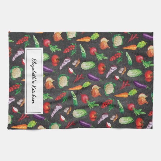 Rustisch Chalkboard | Verse groenten Theedoek (Horizontaal)
