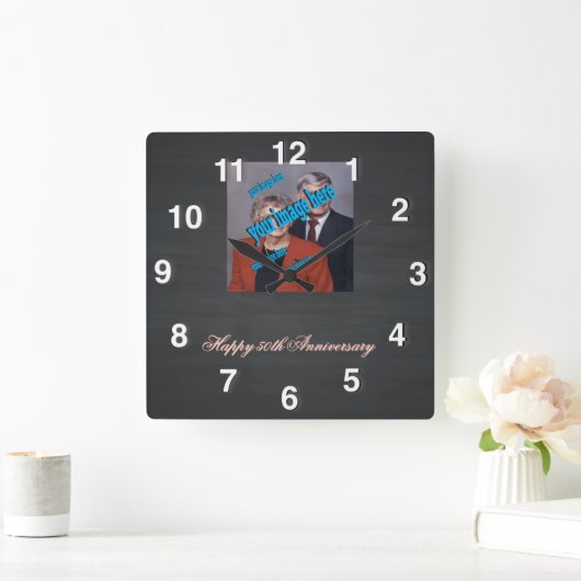 Rustisch ChalkboardJubileum Vierkante Klok (Huis)