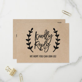 Rustisch Chic Faux Kraft Menu Keuze RSVP-Briefkaar