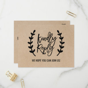 Rustisch Chic Faux Kraft Menu Keuze RSVP-Briefkaar