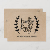 Rustisch Chic Faux Kraft Menu Keuze RSVP-Briefkaar (Voorkant / Achterkant)