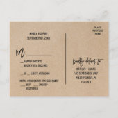Rustisch Chic Faux Kraft Menu Keuze RSVP-Briefkaar (Achterkant)