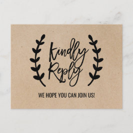 Rustisch Chic Faux Kraft Menu Keuze RSVP-Briefkaar