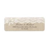 Rustisch Chic Ivory Burlap Lace Ribbon Etiket (Voorkant)
