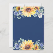 Rustisch Chic Sunflower Blue Floral Baby shower  Kaart (Achterkant)