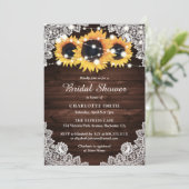 Rustisch Chic Wood Lace Sunflower Vrijgezellenfees Kaart (Staand voorkant)