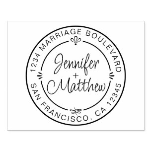 Rustisch Chinees Monogram Namen Ronde Adres van de Rubberstempel