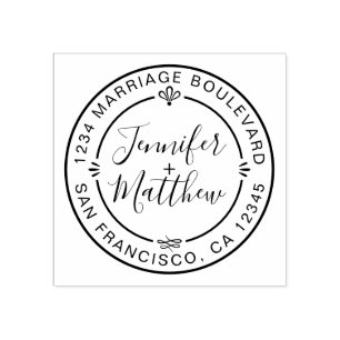 Rustisch Chinees Monogram Namen Ronde Adres van de Rubberstempel