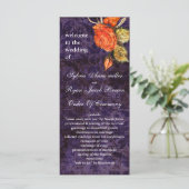 Rustisch Chinees Paars  Roos bruiloft Programmakaart (Staand voorkant)