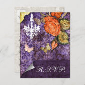 Rustisch Chinees Paars Roos bruiloft Uitnodiging Briefkaart (Voorkant / Achterkant)
