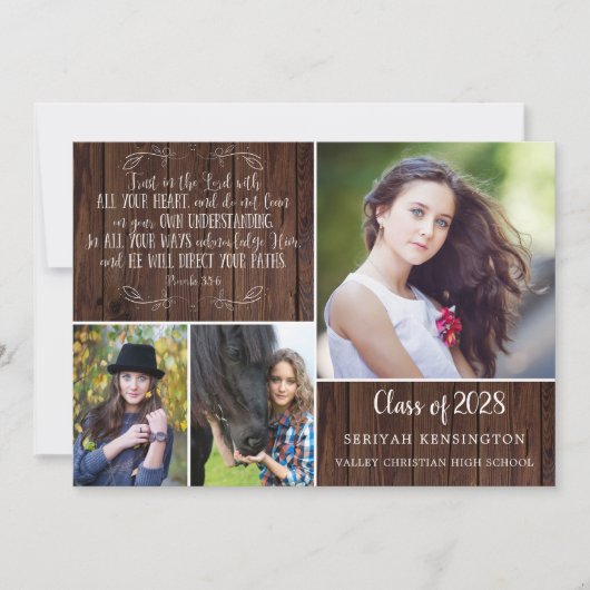 Rustisch Christelijke Afstuderen Proverbs 3 Kaart (Voorkant)