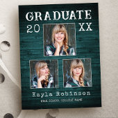 Rustisch country-hout print 3 foto-Afstuderen Briefkaart