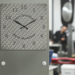 Rustisch Diamond Bord Faux Metal Lug Pattern Vierkante Klok