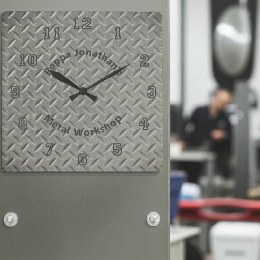 Rustisch Diamond Bord Faux Metal Lug Pattern Vierkante Klok