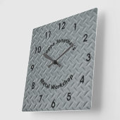 Rustisch Diamond Bord Faux Metal Lug Pattern Vierkante Klok (Hoek)