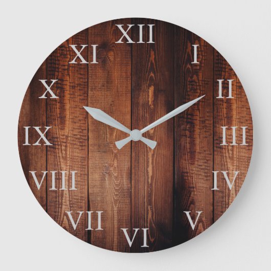 Rustisch  donker hout Romeinse cijfers persoonlijk Grote Klok (Voorkant)