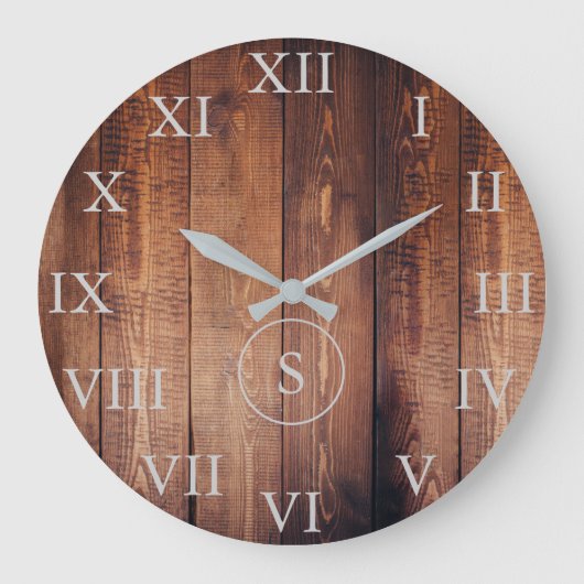 Rustisch  donker hout Romeinse cijfers persoonlijk Grote Klok (Voorkant)