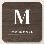 Rustisch donkerbruin hout, aangepast monogram Init Bier Onderzetter (Voorkant)