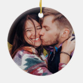 Rustisch Eerste jaar Geëngageerd Roze Floral Kerst Keramisch Ornament (Achterkant)