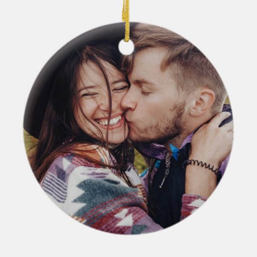 Rustisch Eerste jaar Geëngageerd Roze Floral Kerst Keramisch Ornament (Achterkant)