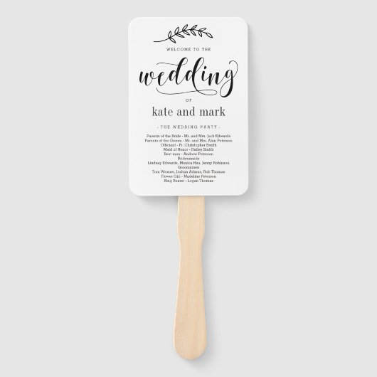 Rustisch Elegance EDITABLE COLOR Wedding Programme Handwaaier (Voorkant)