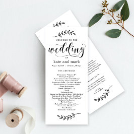 Rustisch Elegance EDITABLE COLOR Wedding Programme Programmakaart