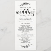 Rustisch Elegance EDITABLE COLOR Wedding Programme Programmakaart (Voorkant)
