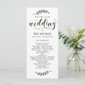 Rustisch Elegance EDITABLE COLOR Wedding Programme Programmakaart (Staand voorkant)