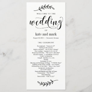 Rustisch Elegance EDITABLE COLOR Wedding Programme Programmakaart