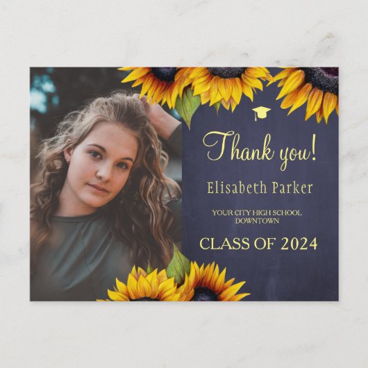 Rustisch elegant afstuderen foto afstuderen bedank briefkaart (Voorkant)