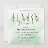 Rustisch Eucalyptus Gold Baby shower Kaart (Voorkant)