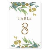 Rustisch Eucalyptus Gold Branch Wedding Table Numb Kaart (Achterkant)