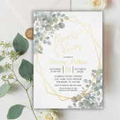 Rustisch Eucalyptus Gold Calligraphy Vrijgezellenf Folie Uitnodiging