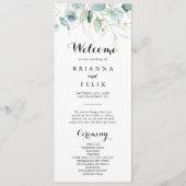 Rustisch Eucalyptus Gold Floral Wedding Programme Programmakaart (Voorkant)