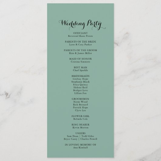 Rustisch Eucalyptus Gold Floral Wedding Programme Programmakaart (Achterkant)